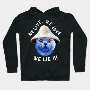 Mushroom Cat Smurf, We Live We Love We Lie, The Smurf Cat Meme, Tiktok Smurf  Meme, We Live We Love We Lie Hoodie